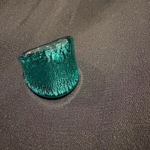 Aqua Teal Green Venetian Murano  Glass Ring